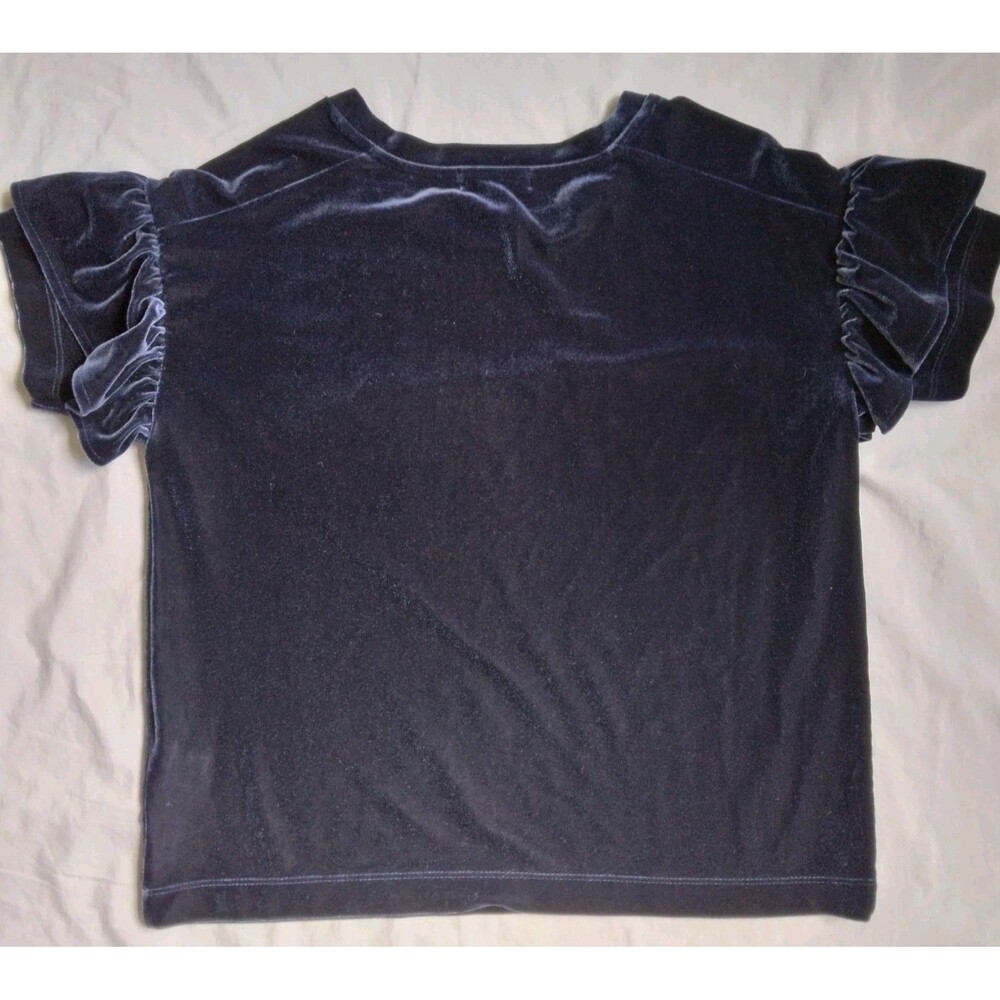 Madewell Blue Velvet Top Blouse Flutter Sleeve Fairy Goth Whimsy Women's Size XS - Picture 6 of 6